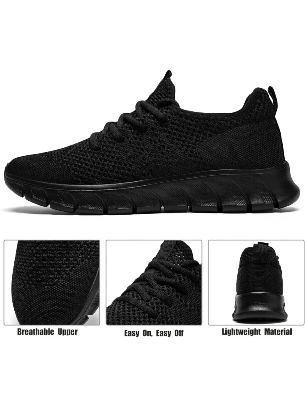 🆕Men's Black Mesh Running Shoes Slip On Tennis Walking Sneakers Gym Athletic